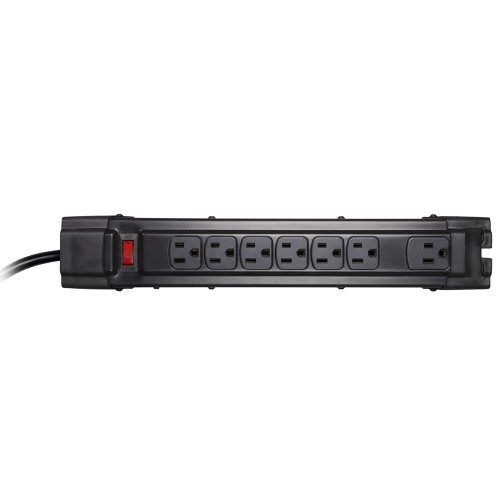 7-OUTLET 900J SURGE PROTECTOR POWER STRIP, STRAIGHT PLUG, 6FT (BLACK)
