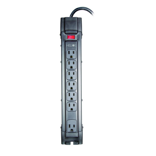 7-OUTLET 900J SURGE PROTECTOR POWER STRIP, RIGHT ANGLE PLUG, 6FT (BLACK)