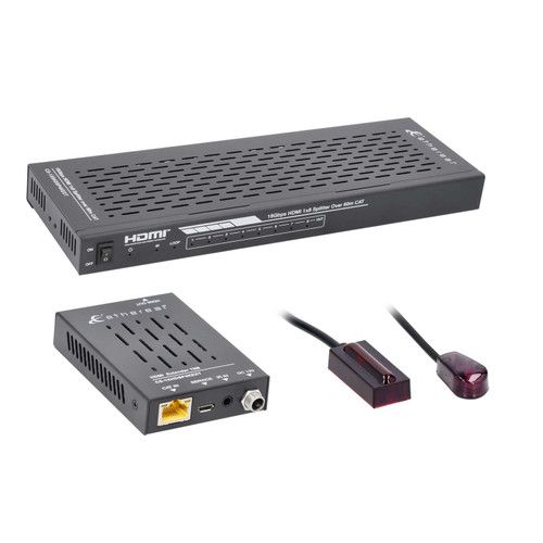 1X8 HDMI SPLITTER EXTENDER OVER CAT, IR PB, 18GBPS