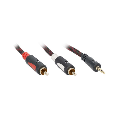HELIOS BLACK SERIES 3.5MM STEREO JACK TO RCA AUDIO CABLE