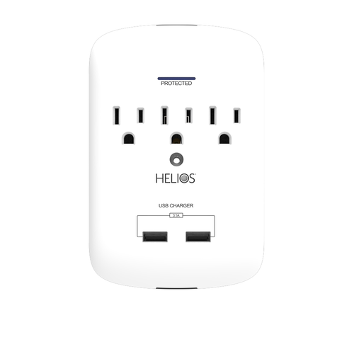 3-OUTLET 900J SURGE PROTECTOR WALL TAP WITH 2 USB 3.1A (WHITE)