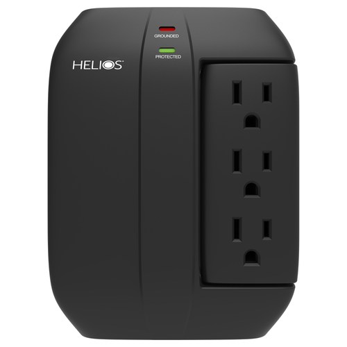 5-OUTLET 450J SURGE PROTECTOR WALL TAP WITH 2 USB 2.1A (BLACK)