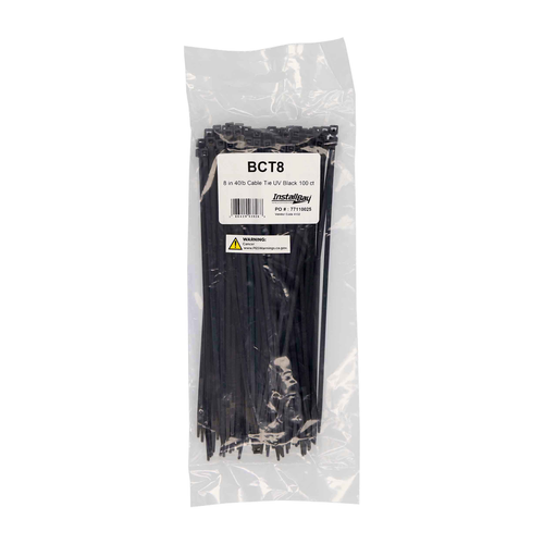 8-INCH CABLE ZIP TIES, BLACK (100 PACK)