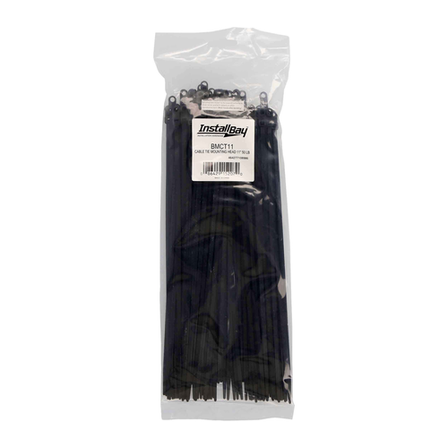 11-INCH MOUNTING HOLE CABLE ZIP TIES, HOLDS 50 POUNDS, BLACK (100 PACK)