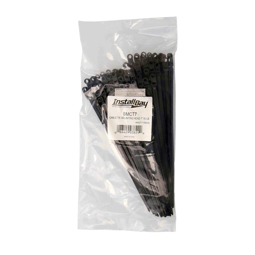 7-INCH MOUNTING HOLE CABLE ZIP TIES, HOLDS 50 POUNDS, BLACK (100 PACK)