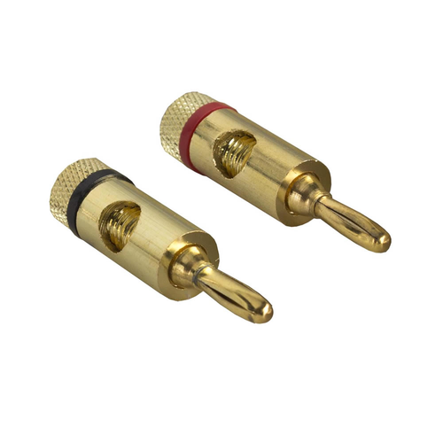 BANANA PLUGS, GOLD PLATED, MID LEVEL, 1 RED & 1 BLACK (2 PAIR)